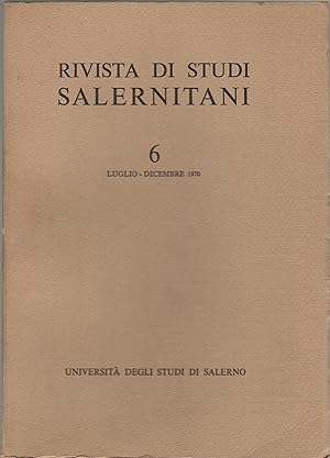 RIVISTA STUDI SALERNITANI 6 - LUGLIO-DICEMBRE 1970
