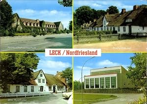 Seller image for Ansichtskarte / Postkarte Leck Schleswig Holstein, Apotheke, Hallenbad, Fischerhuser, Heimvolkshochschule for sale by akpool GmbH