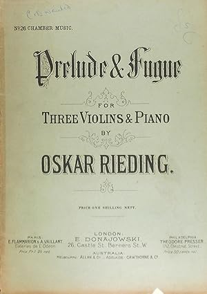 Bild des Verkufers fr Prelude and Fugue for Three Violins and Piano zum Verkauf von Austin Sherlaw-Johnson, Secondhand Music