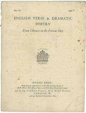 English Verse & Dramatic Poetry. From Chaucer to the Present Day. Catalogue 517