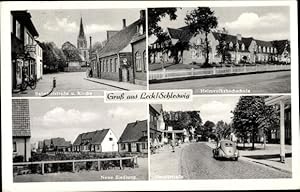 Seller image for Ansichtskarte / Postkarte Leck in Nordfriesland, Heimvolkshochschule, Siedlung, Kirche, Bahnhofstrae for sale by akpool GmbH