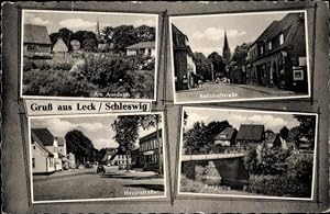 Seller image for Ansichtskarte / Postkarte Leck in Nordfriesland, Auedeich, Hauptstrae, Auepartie, Bahnhofstrae for sale by akpool GmbH