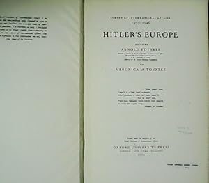 Seller image for Hitler's Europe. Survery of International Affairs 1939-1946. for sale by Librera y Editorial Renacimiento, S.A.