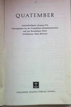 Image du vendeur pour Quatember: 38. JAHRGANG (1974) mis en vente par books4less (Versandantiquariat Petra Gros GmbH & Co. KG)