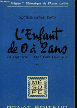 Bild des Verkufers fr L'enfant de 0 a 2 ans - vie affective - problemes familiaux zum Verkauf von JLG_livres anciens et modernes