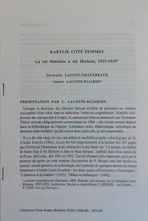 Kabylie, côté femmes: la vie féminine à Aït Hichem, 1937-1939