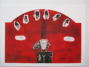 Bild des Verkufers fr Mimmo Paladino Recent Prints Locks Gallery 1991 Exhibition invite postcard zum Verkauf von ANARTIST