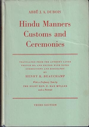 Imagen del vendedor de Hindu Manners, Customs and Ceremonies. Third Edition a la venta por Jonathan Grobe Books