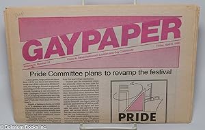 Immagine del venditore per Gaypaper [aka Baltimore Gay Paper] vol. 11, #14, Friday April 6, 1990: Pride Committee plans to revamp the Festival venduto da Bolerium Books Inc.