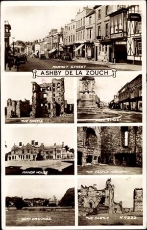 Ansichtskarte / Postkarte Ashby de la Zouch East Midlands England, Market Street, The Castle, Man...