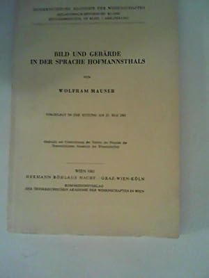 Seller image for Bild und Gebarde In Ddr Sprache Hofmannsthals for sale by ANTIQUARIAT FRDEBUCH Inh.Michael Simon