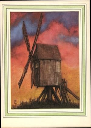 Künstler Ansichtskarte / Postkarte Petersen, Wilhelm, Bockmühle von 1766, Windmühle