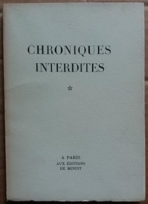 Seller image for CHRONIQUES INTERDITES Edition MINUIT 1945 Numerote RESISTANCE for sale by CARIOU1