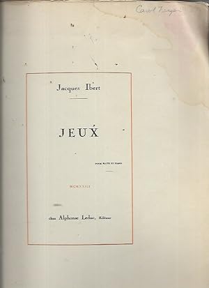 Seller image for Jeux: Sontatine Pour Flute et Piano for sale by Bookfeathers, LLC