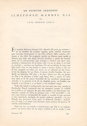 Seller image for UN ESCRITOR ARAGONES: ILDEFONSO MANUEL GIL (EXTRAIDO ORIGINAL DEL AO 1958, ESTUDIO COMPLETO TEXTO INTEGRO) for sale by Libreria 7 Soles