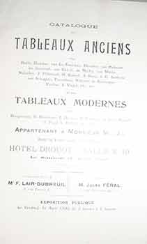 Catalogue des Tableaux Anciens et Modernes de Appartenant A Monsieur M. J.