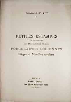 Catalogue d'une Precieuse Collection de Petites Estampes en Couleurs du XVIII Siecle: Porcelaines...