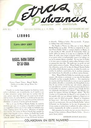 Image du vendeur pour Letras potosinas,vocero de cultura.Publicacion trimestral.N144-145 mis en vente par JP Livres