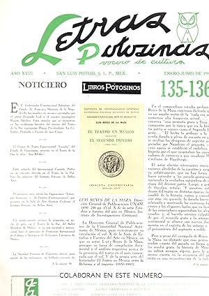Image du vendeur pour Letras potosinas,vocero de cultura.Publicacion trimestral.N135-136 mis en vente par JP Livres