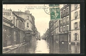 Ansichtskarte Puteaux, Rue de la Rèpublique - La Crue de la seine 30 Janvier 1910, Hochwasser