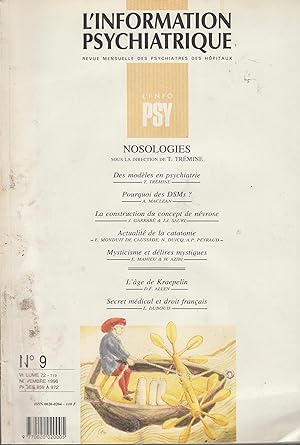 Seller image for L'Information Psychiatrique - Nosologies. - Vol. 72 - N 9 for sale by PRISCA