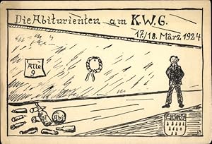 Künstler Studentika Ansichtskarte / Postkarte Die Abiturienten am K. W. G., 17./18. März 1924, Wa...