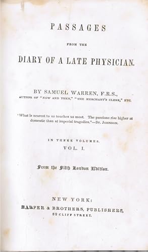 Passages from the Diary of a Late Physician: Vol 1