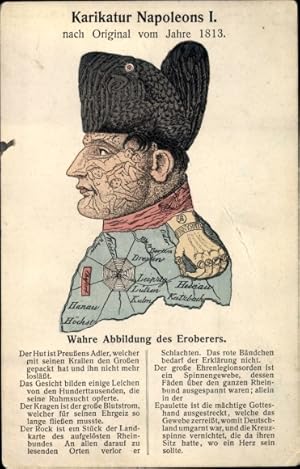 Künstler Ansichtskarte / Postkarte Napoleon Bonaparte, Kaiser Napoleon I., Karikatur, Metamarphos...