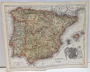 Meyers Konversations-Lexikon 1867: O. Ferro map Spanien (Spain) und Portugal