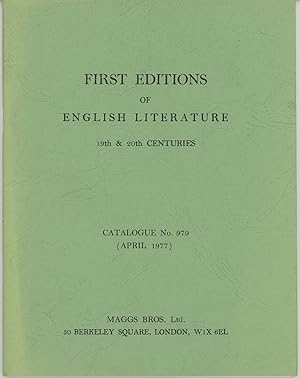 Bild des Verkufers fr First Editions of English Literature 19th & 20th centuries Catalogue No. 979 (April 1977) zum Verkauf von Kaaterskill Books, ABAA/ILAB