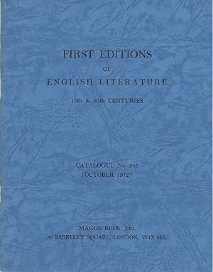 Bild des Verkufers fr First Editions of English Literature 19th & 20th centuries Catalogue No. 947 (October 1972) zum Verkauf von Kaaterskill Books, ABAA/ILAB
