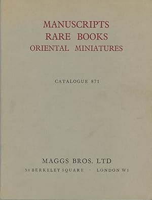 Manuscripts, Rare Books, Oriental Miniatures. Catalogue 871