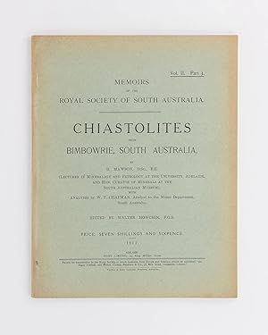 Bild des Verkufers fr Memoirs of the Royal Society of South Australia, Volume 2, Part 3. Chiastolites from Bimbowrie, South Australia . Edited by Walter Howchin zum Verkauf von Michael Treloar Booksellers ANZAAB/ILAB