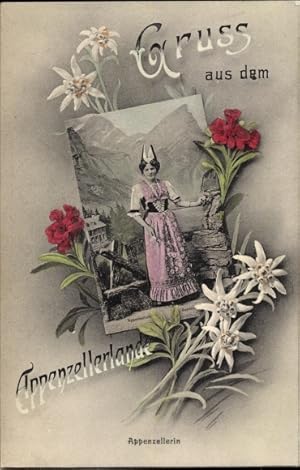 Bild des Verkufers fr Ansichtskarte / Postkarte Appenzell Stadt Kanton Innerrhoden, Junge Frau in Tracht zum Verkauf von akpool GmbH