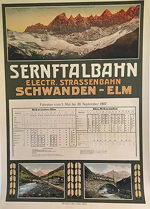 AFFICHE SUISSE : SERNFTALBAHN, SCHWANDEN-ELM