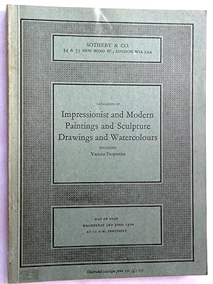 Impressionist and Modern Paintings, Sculpture, Drawings and Watercolours, 3rd June 1970. Sotheby'...