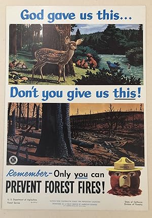 (Smokey Bear) GOD GAVE US THIS.DON'T YOU GIVE US THIS!- Remember Only You Can Prevent Forest Fire...