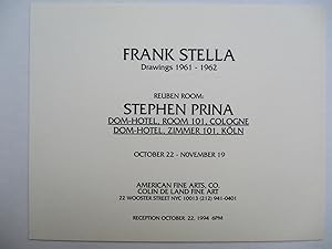 Imagen del vendedor de Frank Stella Drawings 1961-1962 and Stephen Prina Dom-Hotel. American Fine Arts Co 1994 Exhibition invite postcard a la venta por ANARTIST