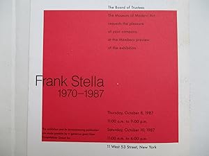 Immagine del venditore per Frank Stella 1970-1987 The Museum of Modern Art members preview 1987 Exhibition invite postcard venduto da ANARTIST