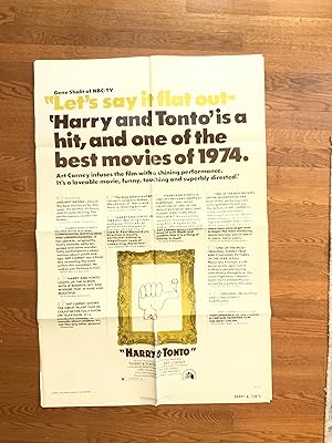 Imagen del vendedor de Harry & Tonto One Sheet 1974 Art Carney, Ellen Burstyn a la venta por AcornBooksNH