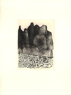 Bild des Verkufers fr Felsen am Meer. [1967]. [Original-Radierung / original etching]. zum Verkauf von Antiquariat Lenzen