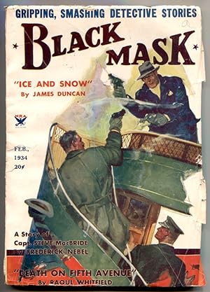 Bild des Verkufers fr BLACK MASK--HARD BOILED PULP DETECTIVE STORIES--FEB 1934--GUN FIGHT COVER zum Verkauf von DTA Collectibles