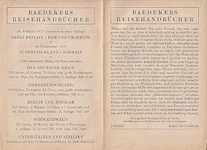 Immagine del venditore per Baedekers Reisehandbcher. Frhjahr 1937. Wohin soll ich reisen? Werbebroschre. venduto da Antiquariat Carl Wegner