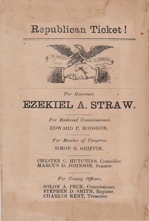 Republican Ticket: For Governor Ezekiel A. Straw. For Railroad Commissioner, Edward P. Hodsdon, F...