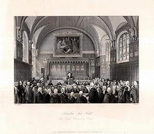 Seller image for Lincoln's Inn Hall.The Lord Chancellors Court. Stahlstich-Innenansicht von Melville nach Shepherd. for sale by Antiquariat Dennis R. Plummer