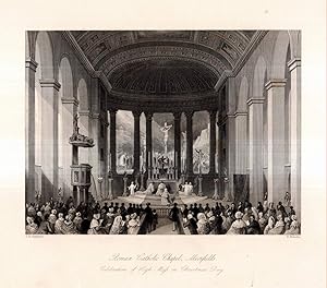Seller image for Roman Catholic Chapel, Moorfields. Celebration of High Mass on Christmas Day. Stahlstich-Ansicht von Melville nach Shepherd. for sale by Antiquariat Dennis R. Plummer