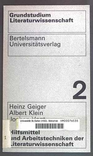 Imagen del vendedor de Hilfsmittel und Arbeitstechniken der Literaturwissenschaft. Grundstudium Literaturwissenschaft ; Bd. 2 a la venta por books4less (Versandantiquariat Petra Gros GmbH & Co. KG)