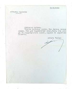 Typescript document signed 'Ankara Valisi C. Göktan'.