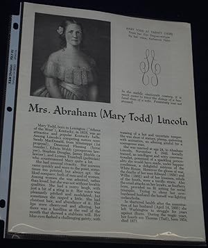 Image du vendeur pour Mrs. Abraham (Mary Todd) Lincoln mis en vente par Pensees Bookshop