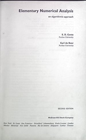 Bild des Verkufers fr Elementary Numerical Analysis: an algorithmic approach. International Series in pure and applied Mathematics. zum Verkauf von books4less (Versandantiquariat Petra Gros GmbH & Co. KG)